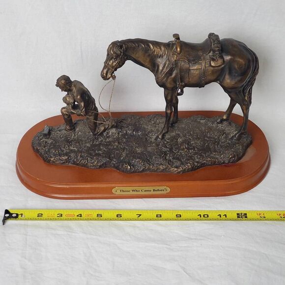 Montana Silversmiths "Those Who Came Before" Cowboy & Horse Western Bronze Sculp - Picture 7 of 13